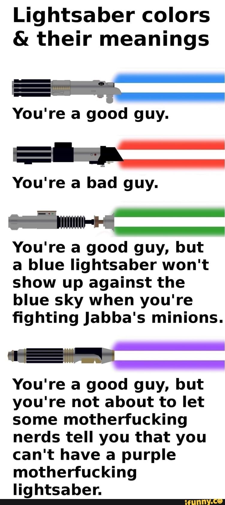 jedi lightsaber colors meanings