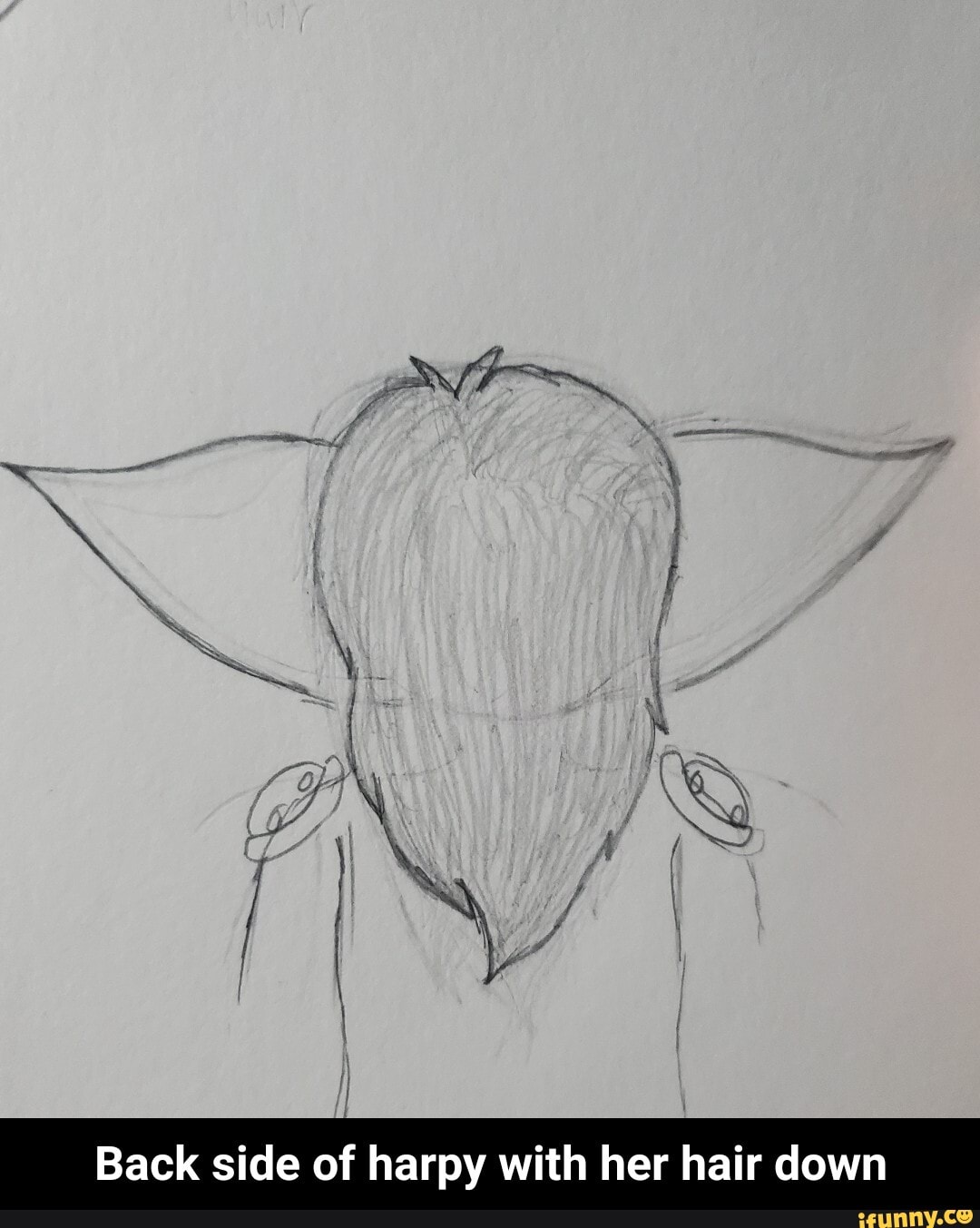 Back side of harpy with her hair down - Back side of harpy with her hair down