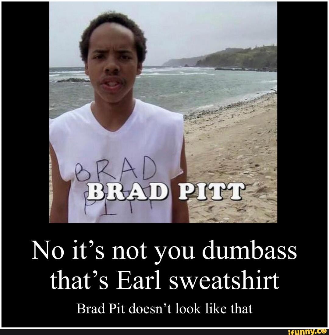 BRAD No it's not you dumbass that's Earl sweatshirt Brad Pit doesn't look like that iFunny
