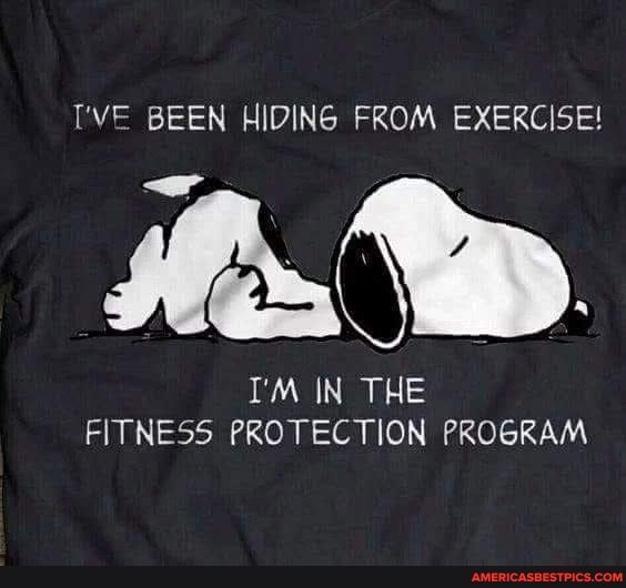T'VE BEEN HIDING FROM EXERCISE!
I'M IN THE FITNESS PROTECTION PROGRAM