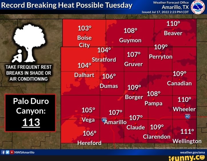 Record Breaking Heat Possible Tuesday Amarillo, TX Issued Jul 17, 2022