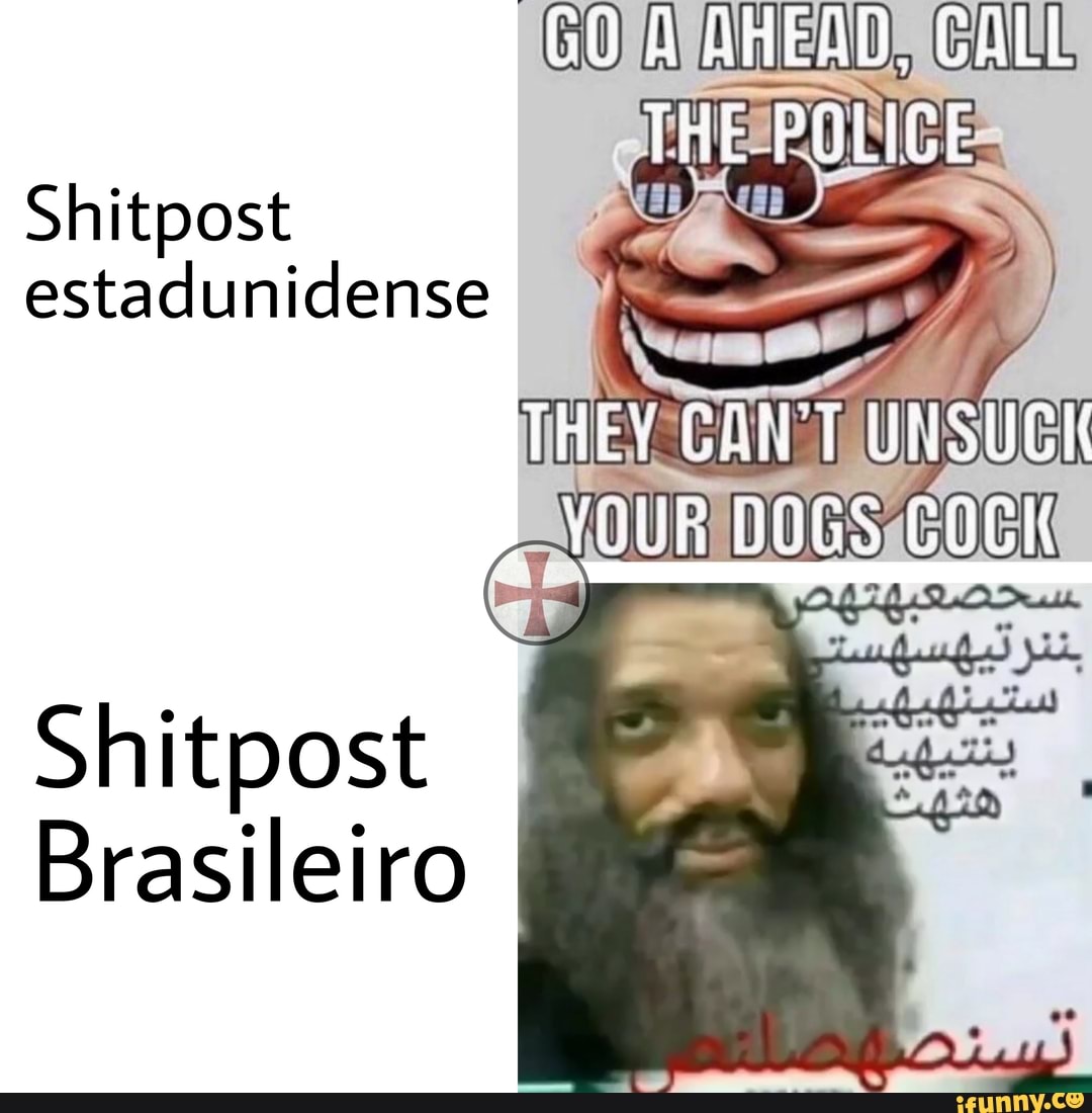 GO AHEAD, CALL THE POLICE
Shitpost
estadunidense
Shitpost
Brasileiro
