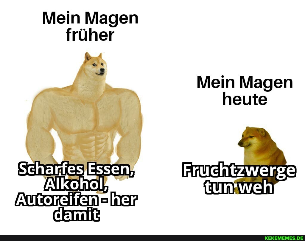 Mein Magen
früher
Mein Magen heute
ScharfesjEssen?
IAIKoholR Auterditm- her damit