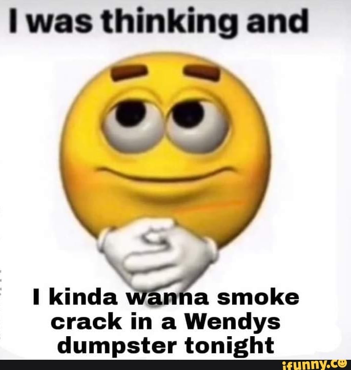 Was thinking and kinda a smoke crack in a Wendys dumpster tonight - )