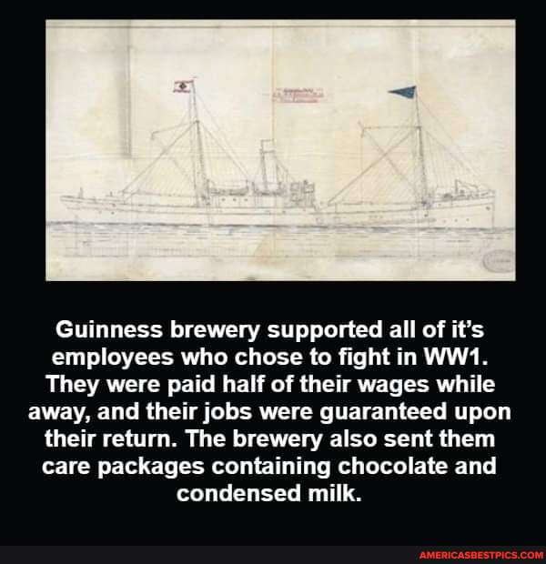 Guinness brewery supported all of it's employees who chose to fight in