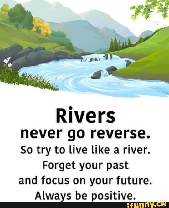 Rivers never go reverse. So try to live like a river. your past