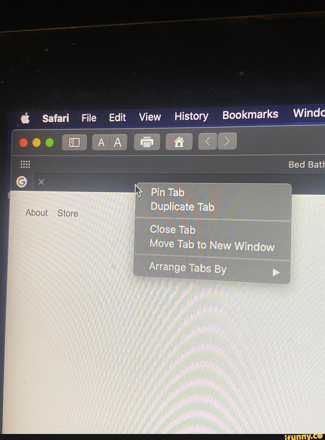 (3 Safari File Edit View History Bookmarks Windc Bed Batl Pin Tab
