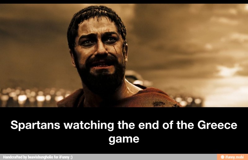 Spartans watching the end of the Greece
game - Spartans watching the end of the Greece game