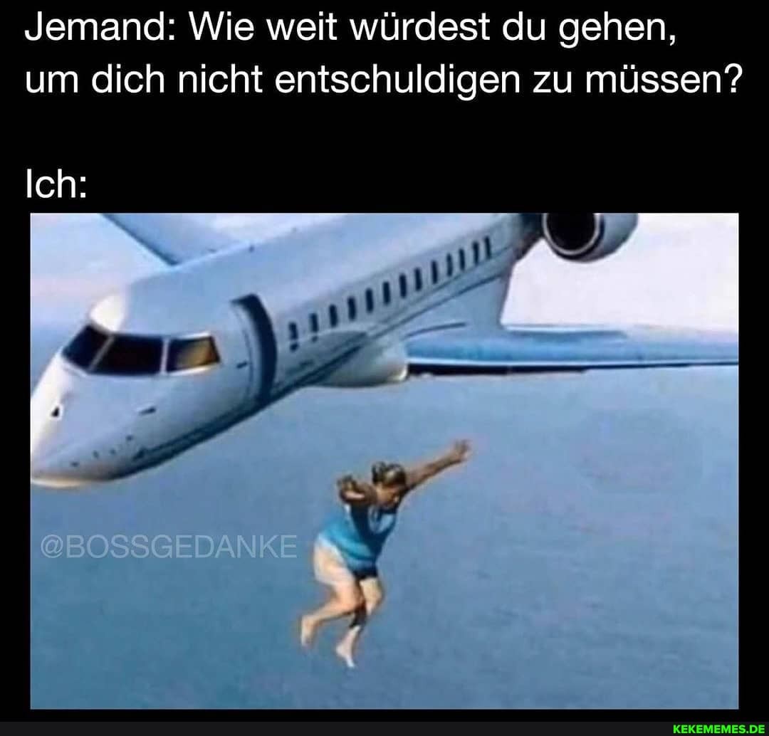 Jemand: Wie weit würdest du gehen, um dich nicht entschuldigen zu müssen?
Ich: