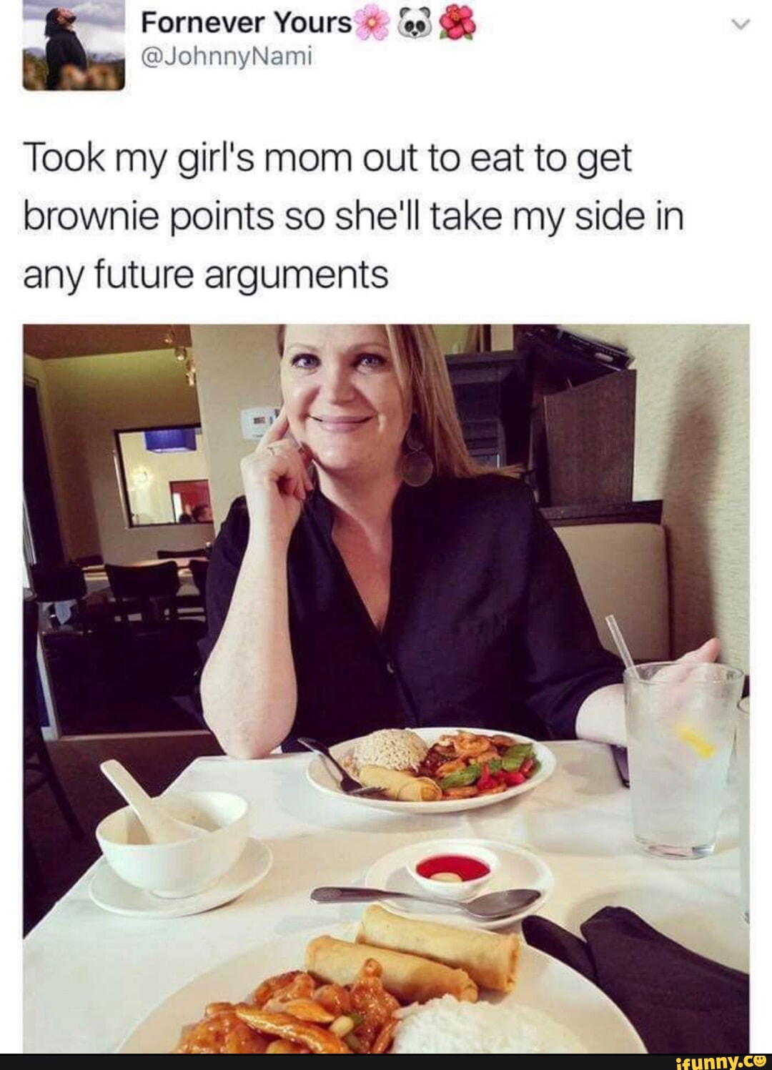 Forever Took my girl's mom out to eat to get brownie points so she'll ...