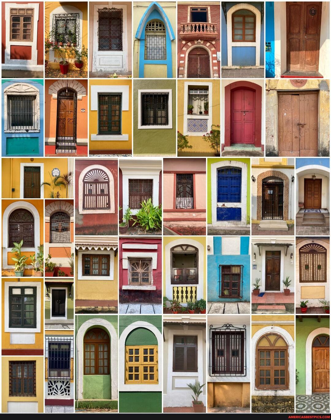 colourful, door, fronts, windows, saw, morning, walk, pa