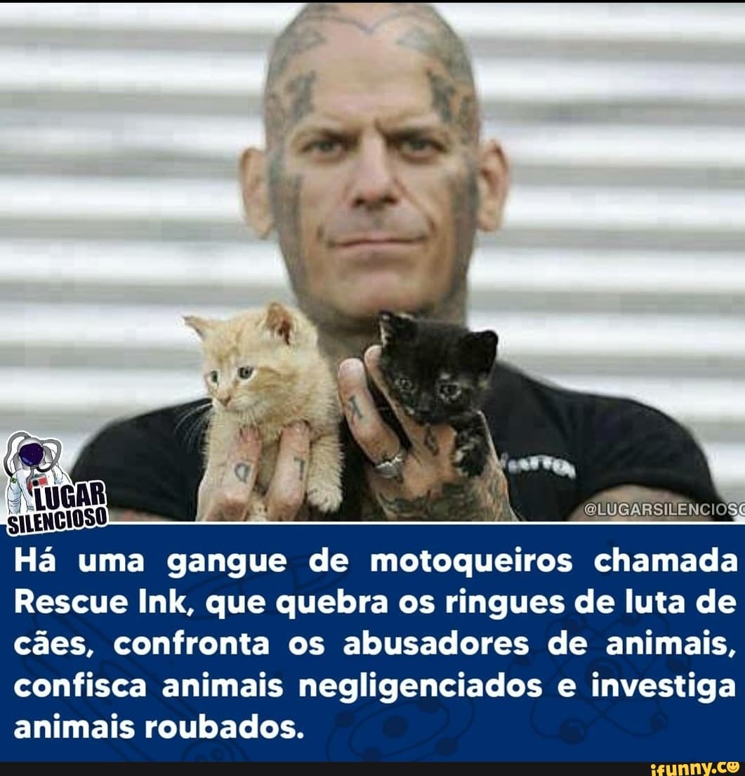 AS SiLENCIOSO QLUGARSILENCIOSG AS Há uma gangue de motoqueiros chamada
Rescue Ink, que quebra os ringues de luta de cães, confronta os abusadores de animais,
confisca animais negligenciados e investiga animais roubados.