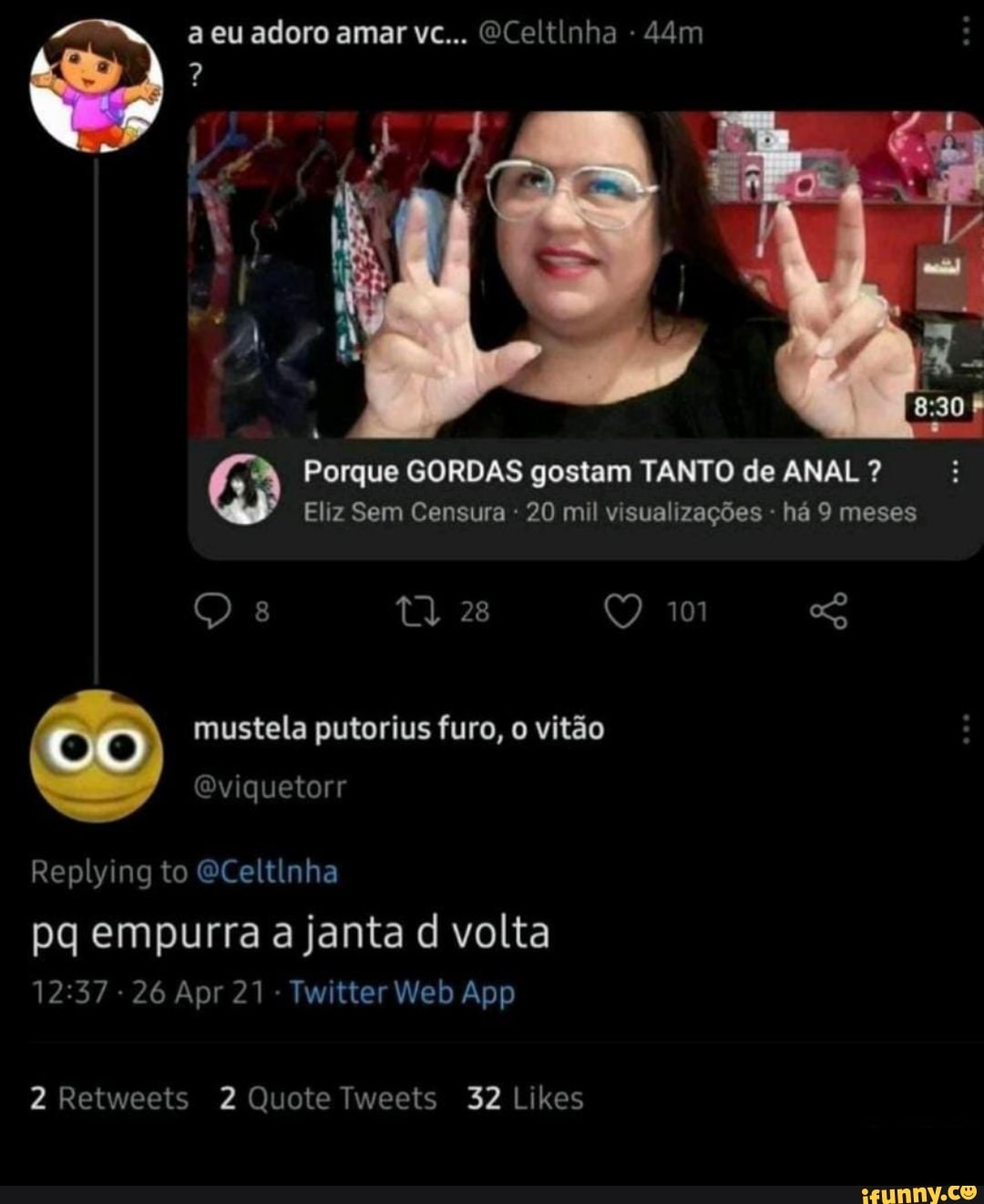 a eu adoro amar vc... Celtinha
Porque GORDAS gostam TANTO de ANAL ?
Eliz Sem Censura 20 mil visualizações - há 9 meses
28 101 mustela putorius furo, o vitão
Eviquetorr
Replying to "Celtinha
pq empurra a janta d volta
2 Retycets 2 Quote Iweets 32 Likes
