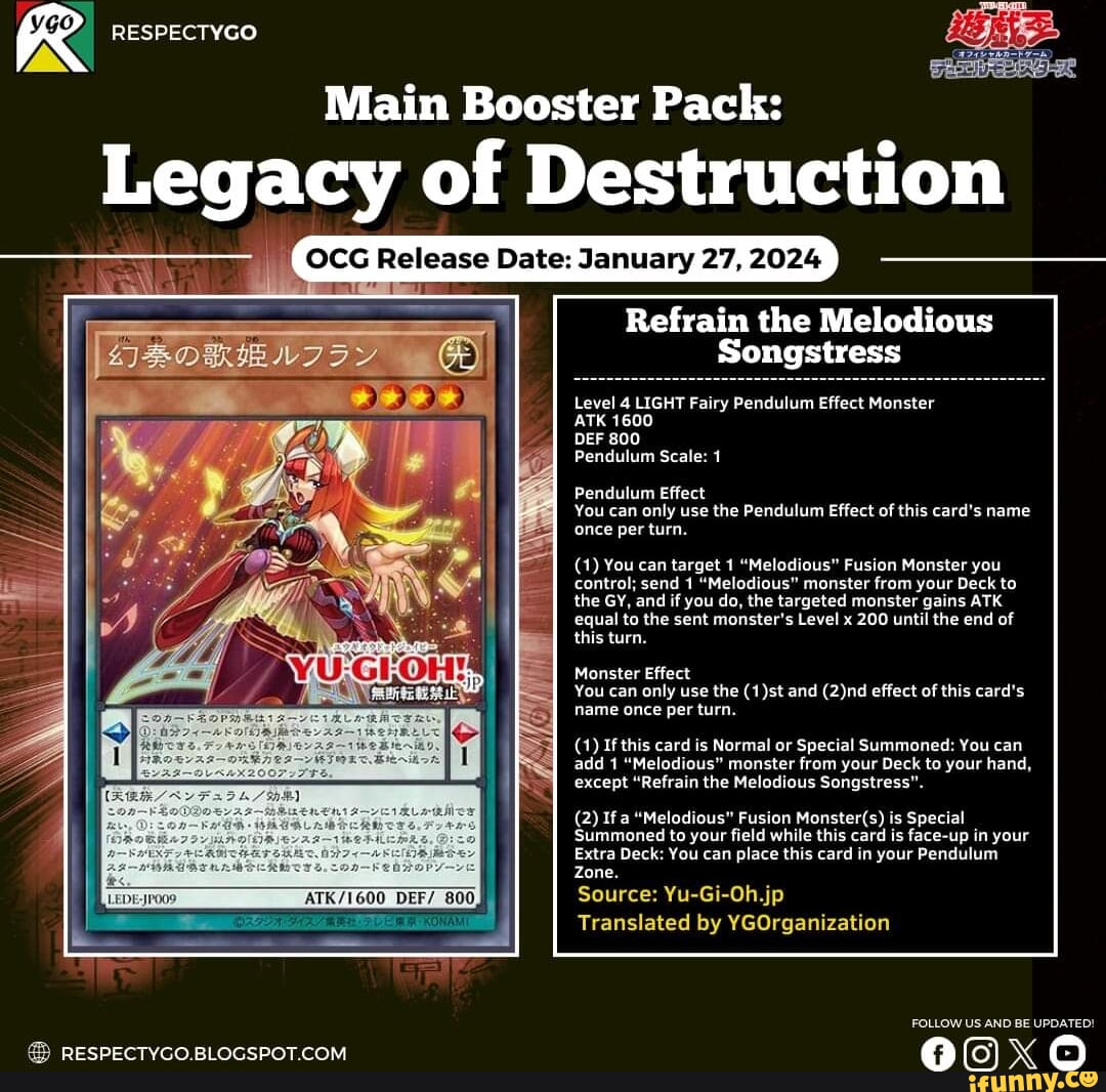 R RESPECTYGO Main Booster Pack: Legacy of Destruction OCG Release Date:  January 27, 2024 Refrain the