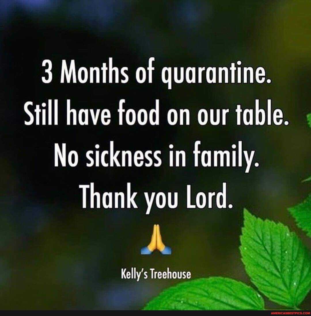 3 Months of quarantine.
Still have food on our table.
No sickness in family.
Thank you Lord.
Kelly's Treehouse