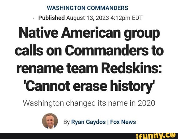 Native American group calls on Commanders to rename team Redskins