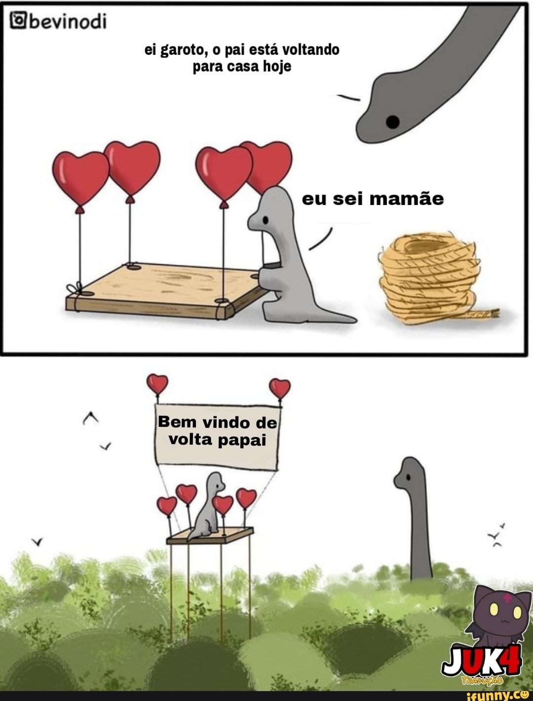 (Blbevinodi
ei garoto, o pai está voltando para casa hoje
sei mamão
Bem vindo de volta papai