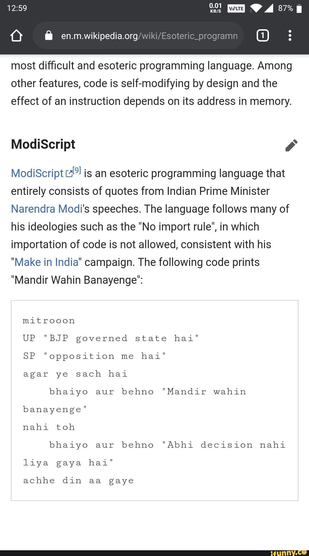Most difficult and esoteric programming language. Among other features ...