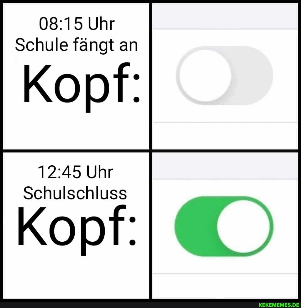 Uhr
Schule fängt an
Kopf:
Uhr
Schulschluss
Kopf: