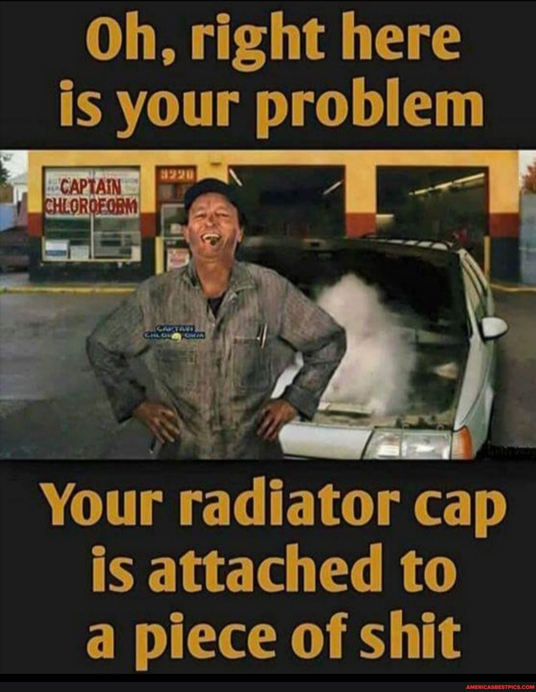Oh, right here is your problem
Your radiator cap is attached to a piece of shit