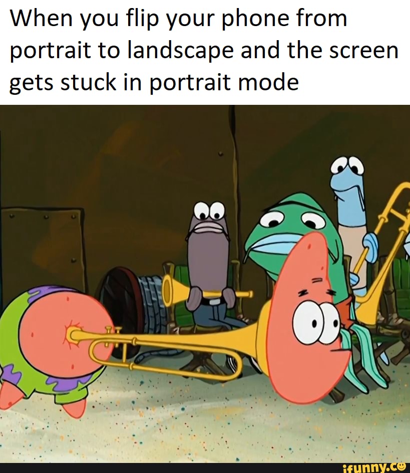 When you flip your phone from
portrait to landscape and the screen
gets stuck in portrait mode