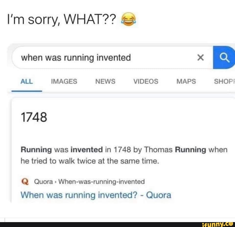 Running was invented in 1748 by Thomas Running when he ...