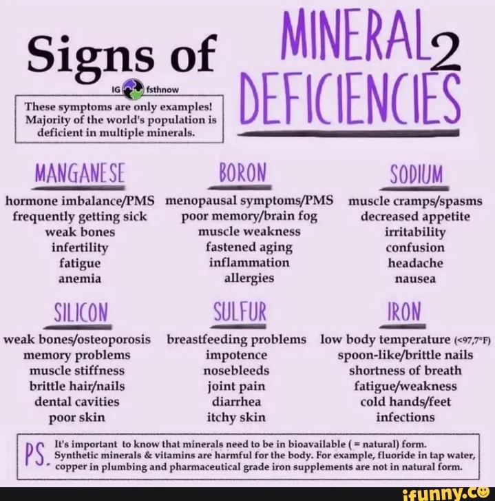 Sions of MINERAL DEFICIENCIES deficient in multiple minerals. MANGANESE ...