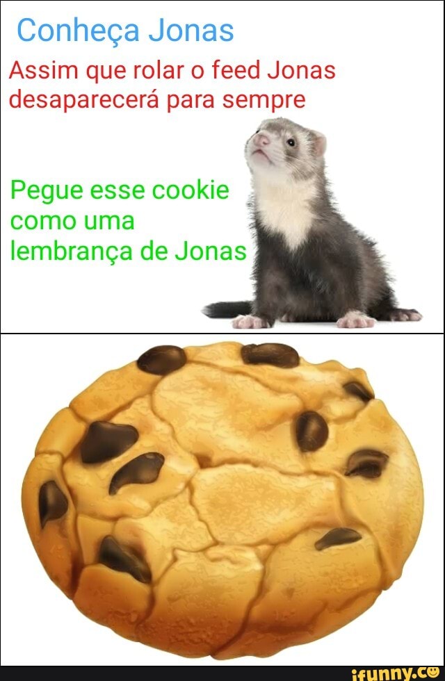 Conheça Jonas
Assim que rolar o feed Jonas
desaparecerá para sempre
Pegue esse cookie como uma
lembrança de Jonas