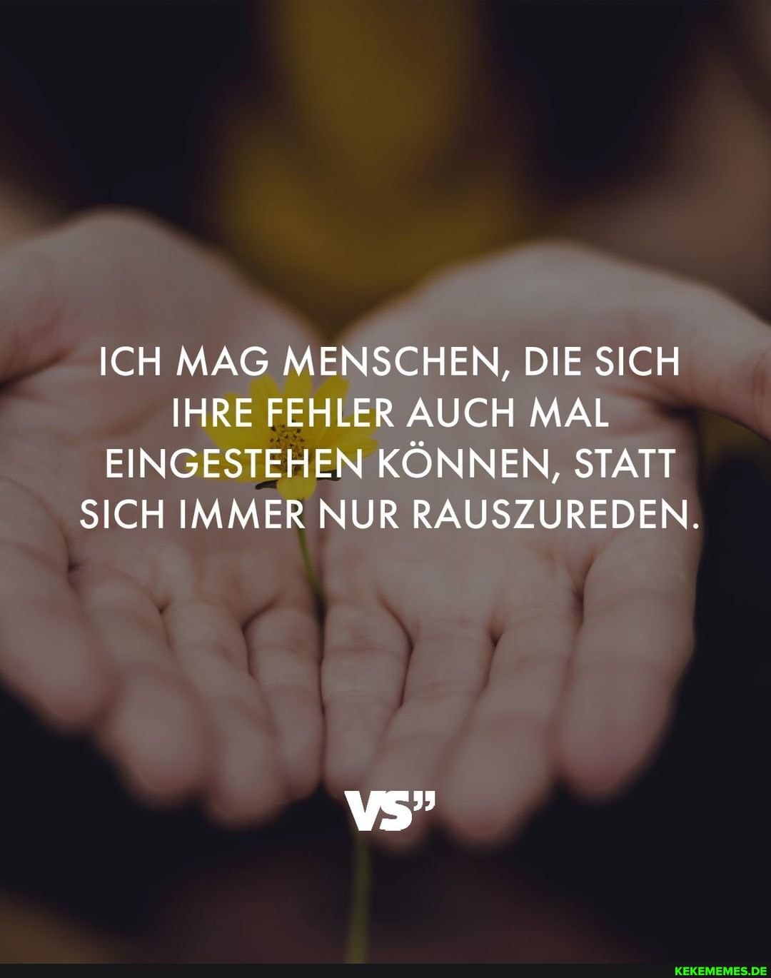 ICH MAG MENSCHEN, DIE SICH IHRE FEHLER AUCH MAL EINGESTEHEN KÖNNEN, STATT SICH IMMER NUR RAUSZUREDEN.