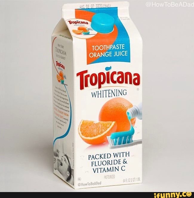 TOOTHPASTE ORANGE JUICE Tropicana WHITENING PACKED WITH FLUORIDE