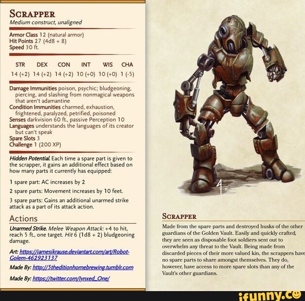 ScRAPPER Medium construct, unaligned 'Armor Class 12 (natural armor ...