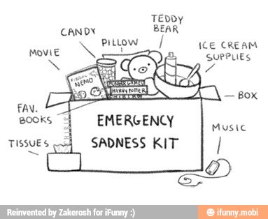 TEDDY
BEAR
ICE CREAM
SUPPLIES
EMERGENCY
SADNESS KIT