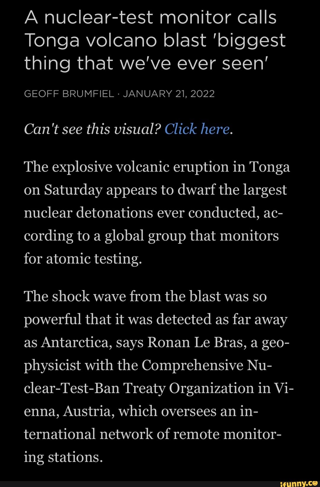 A Nuclear-test Monitor Calls Tonga Volcano Blast 'biggest Thing That We ...