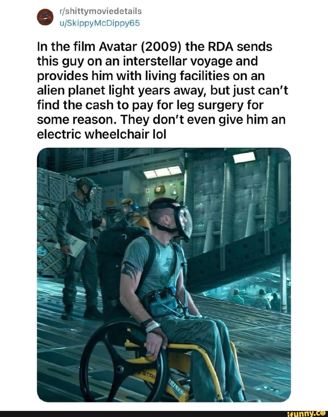 In the film Avatar (2009) the RDA sends this guy on an interstellar ...