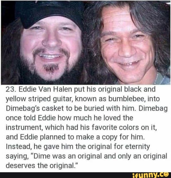 23. Eddie Van Halen put his original black and yellow striped guitar ...