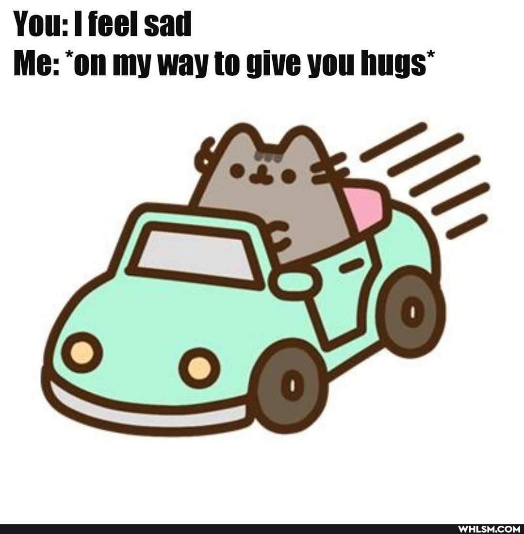 You: feel sad
Me: 'on my way to give you hugs"