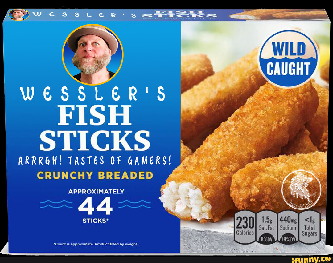 Adam Sessler loves gamer fish sticks in his mouth WESSLER'S FISH