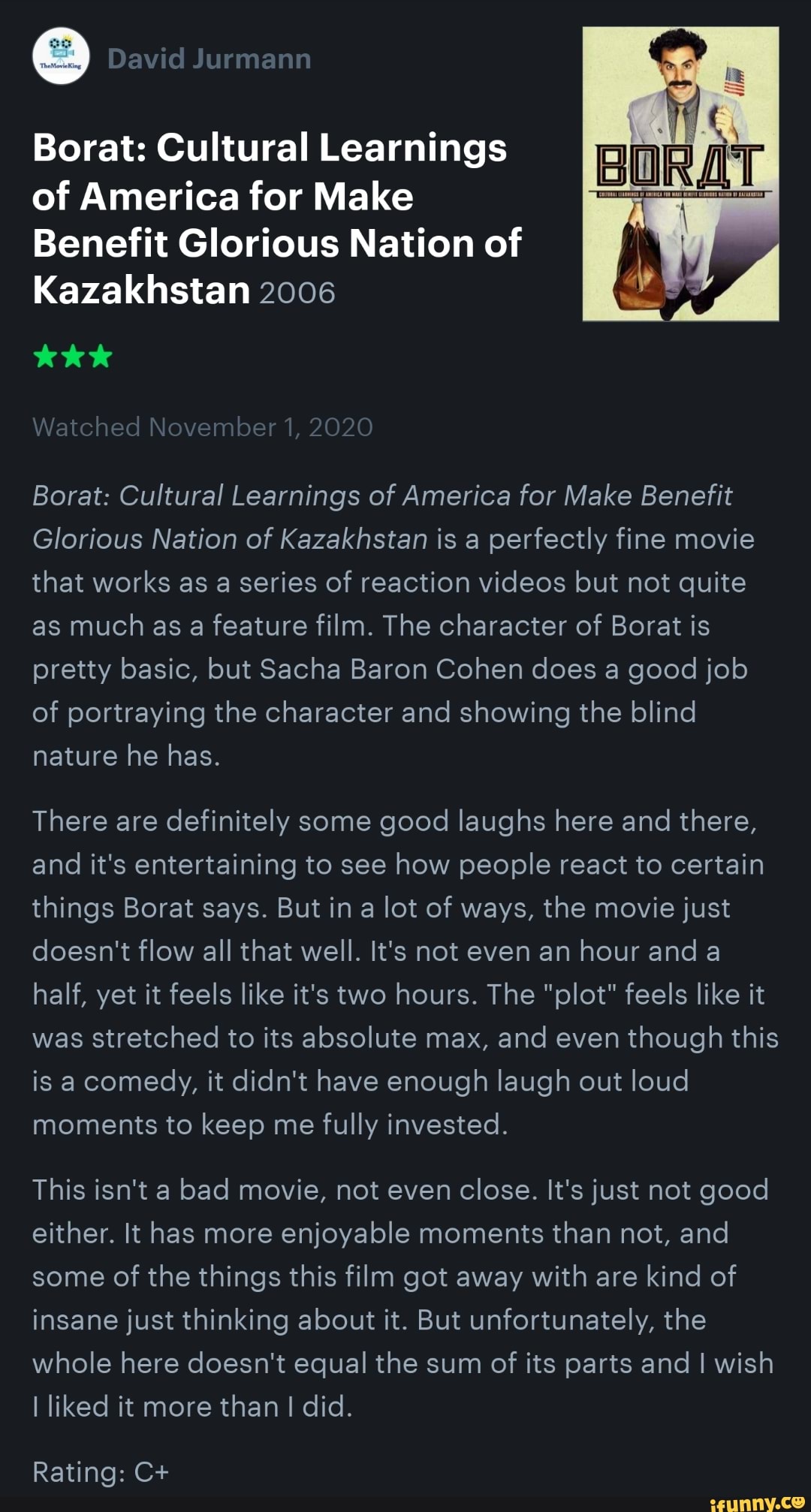 David Jurmann Borat: Cultural Learnings of America for ...