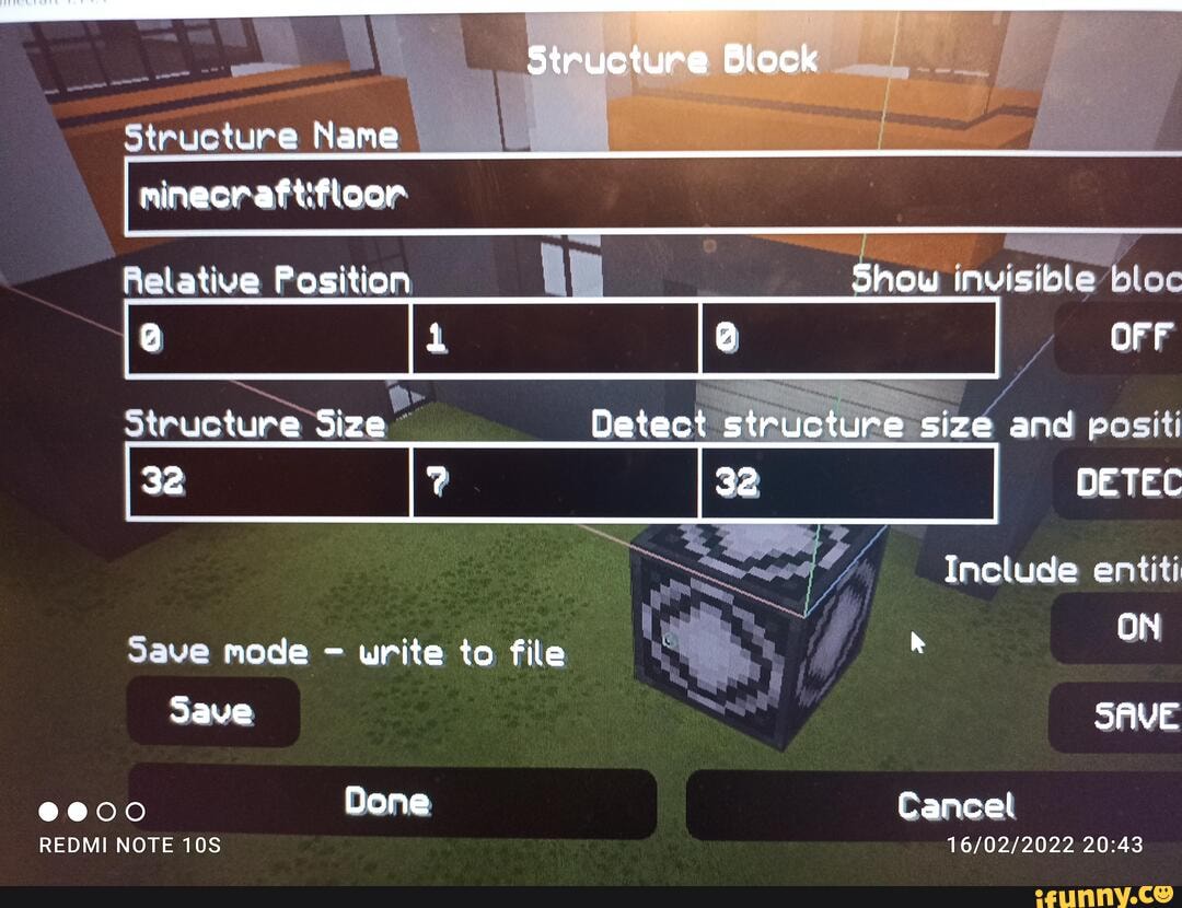 Structure Block Structure Name hetative Position Show invisible bloc