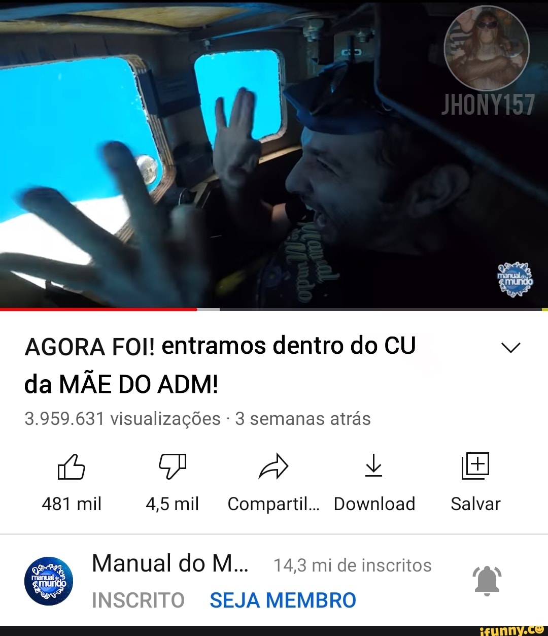 AGORA FOI! entramos dentro do CU da MÃE DO ADM!
3.959.631 visualizações - 3 semanas atrás
481 mil 4,5 mil Compartil... Download Salvar
Manual do M... 143 mi de inscritos
INSCRITO SEJA MEMBRO