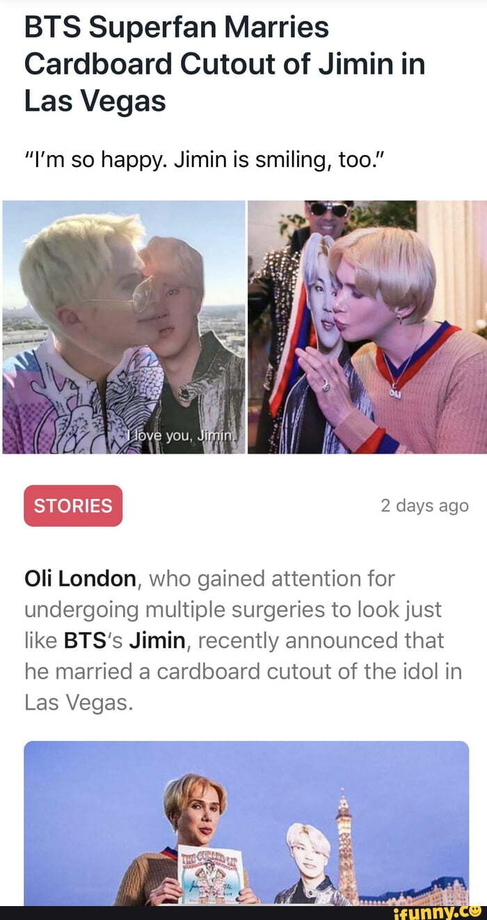 BTS Superfan Marries Cardboard Cutout of Jimin in Las Vegas "I'm so
