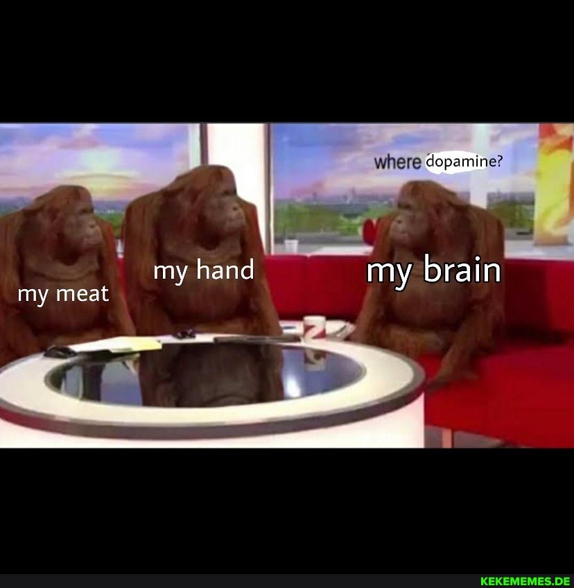 where dopamine?
hand my meat my nan my brain