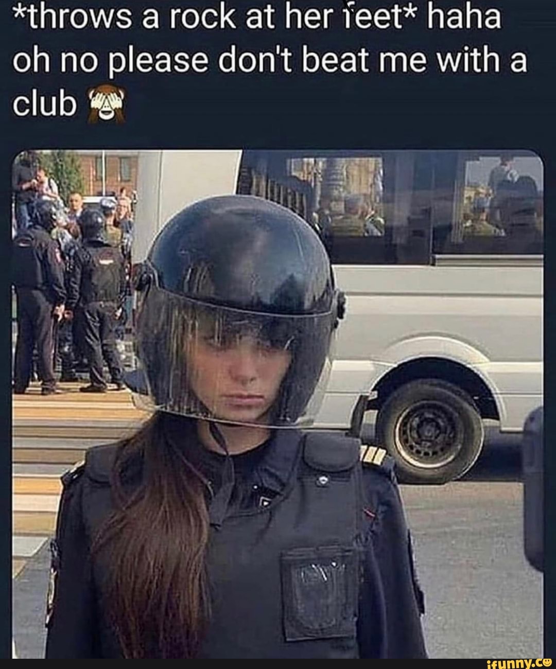 *throws a rock at her teet* haha oh no please dont beat me with a - iFunny