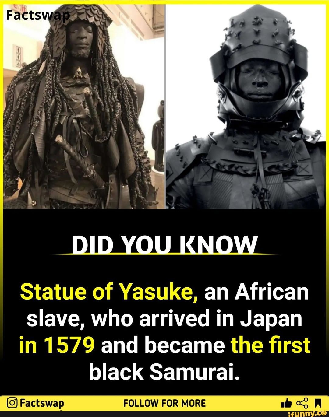 DID YOU KNOW Statue of Yasuke, an African slave, who arrived in Japan ...