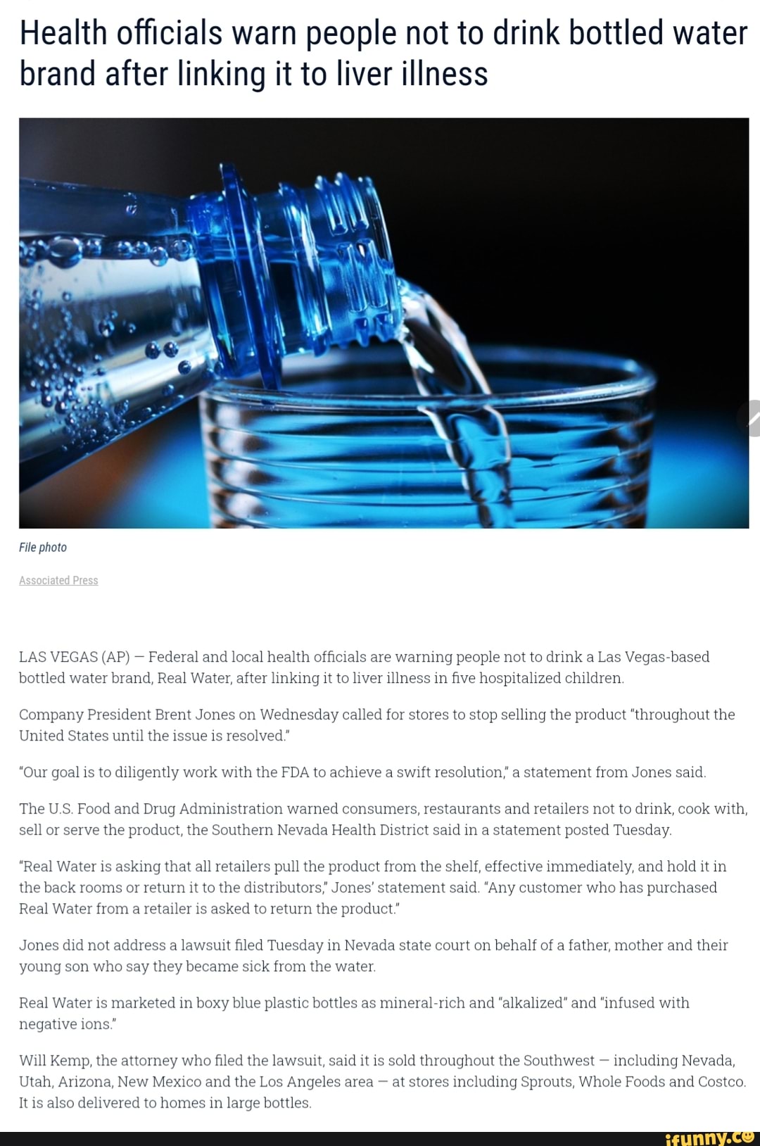 Health Officials Warn People Not To Drink Bottled Water Brand After Linking It To Liver Illness