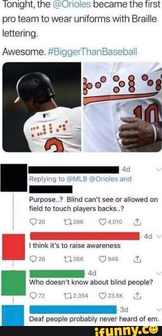 This was the first team to ever put Braille on their uniforms, how nice! :  r/HolUp