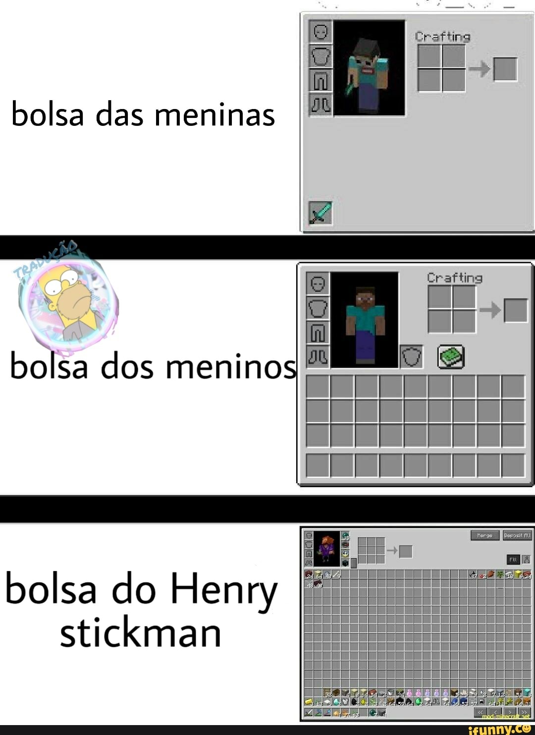Erafting
bolsa das meninas
dos meni
bolsa do Henry IÉ stickman