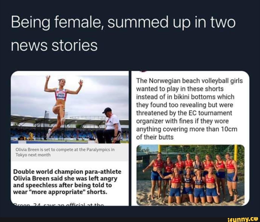 Being female, summed up in two news stories The Norwegian beach