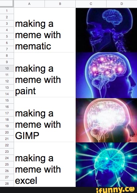 making a meme with mematic
making a meme with paint
making a meme with
GIMP.
making a meme with