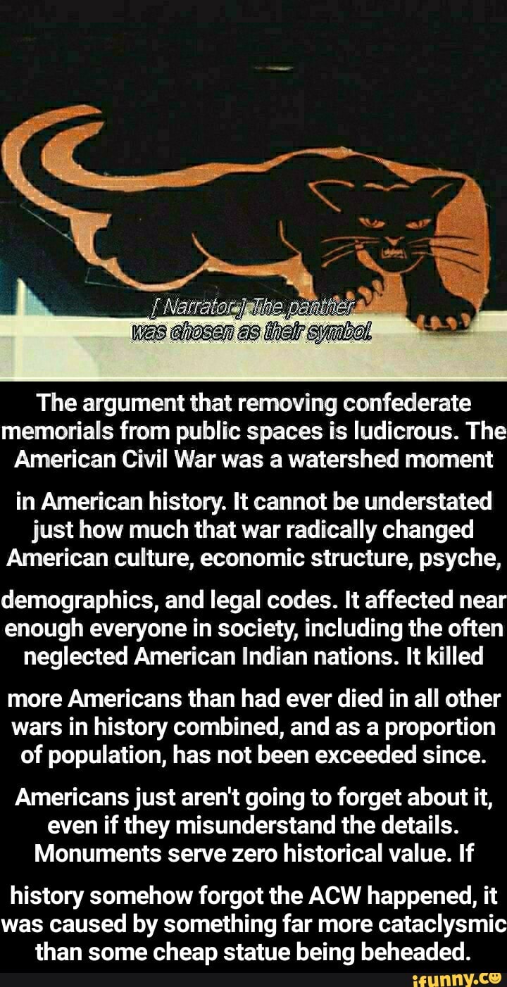 The argument that removing confederate memorials from public spaces is